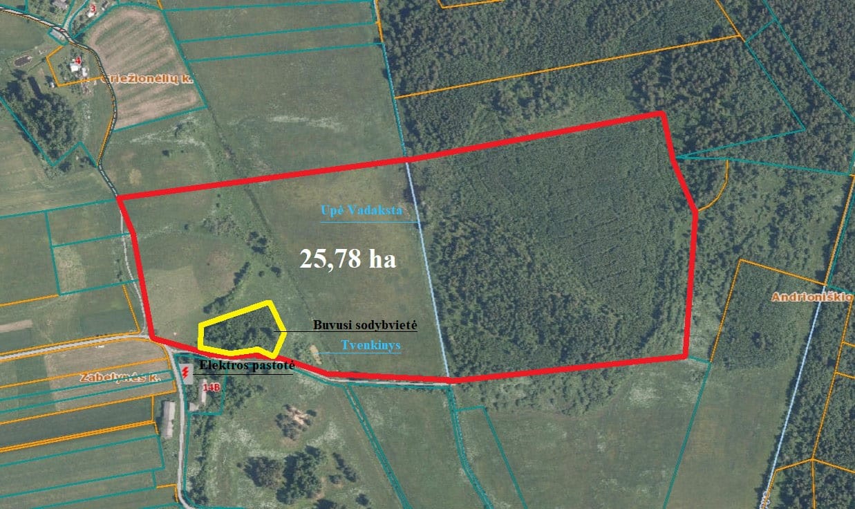 25,78 ha sodybvietė Anykščių r., Griežionėlių  k., šalia Šimonių girios