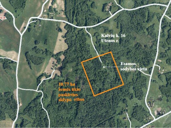 PARDUODAMAS 10,77 HA ŽEMĖS SKLYPAS SU SENA SODYBA UTENOS RAJONE