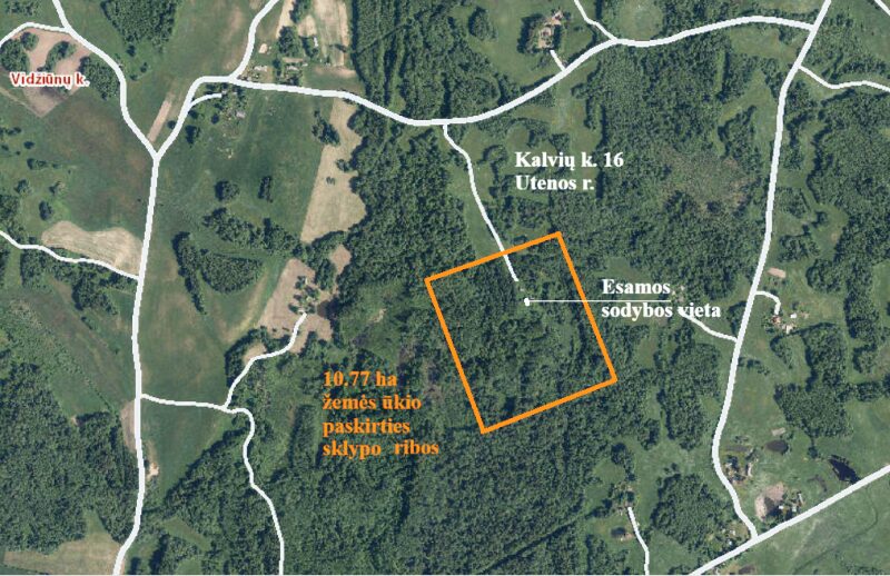 PARDUODAMAS 10,77 HA ŽEMĖS SKLYPAS SU SENA SODYBA UTENOS RAJONE