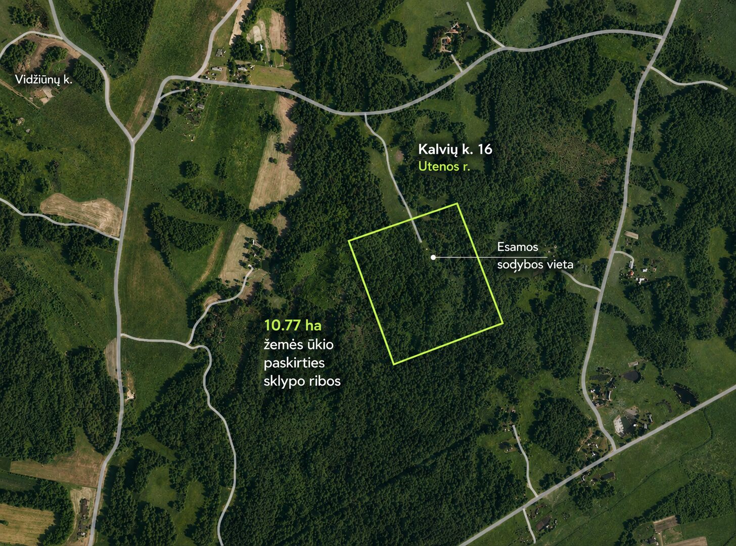 PARDUODAMAS 10,77 HA ŽEMĖS SKLYPAS SU SENA SODYBA UTENOS RAJONE