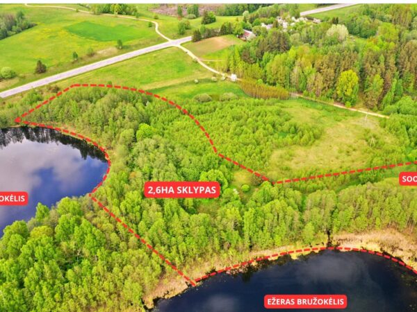 IŠSKIRTINIS 2,6 HA SKLYPAS ZARASŲ KRAŠTE – 23 EŽERŲ APSUPTYJE, SU PAKRANTE PRIE BRUŽOKĖLIŲ EŽERO!