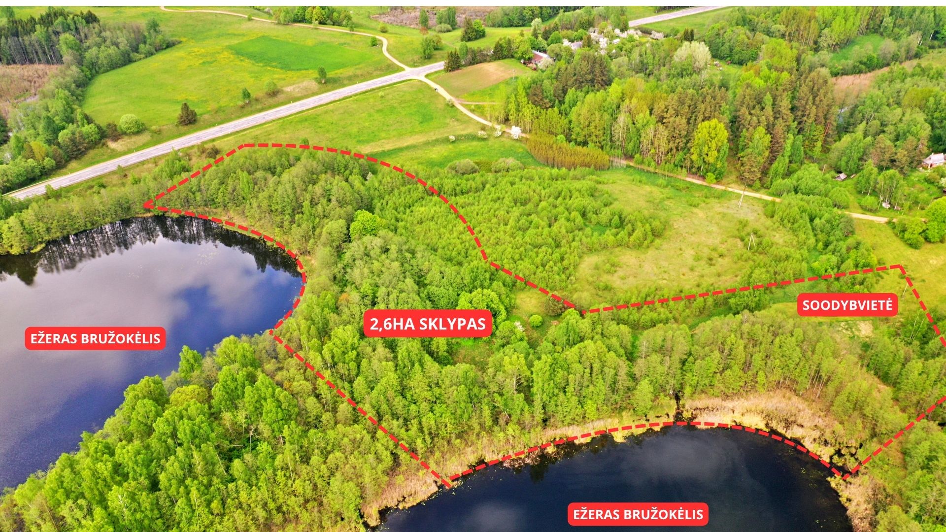 IŠSKIRTINIS 2,6 HA SKLYPAS ZARASŲ KRAŠTE – 23 EŽERŲ APSUPTYJE, SU PAKRANTE PRIE BRUŽOKĖLIŲ EŽERO!
