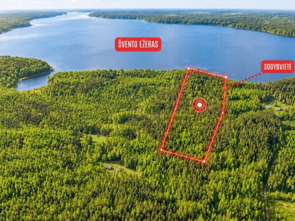 12 HA SKLYPAS SU 200 METRŲ ŠVENTO EŽERO PAKRANTE ZARASŲ RAJONE