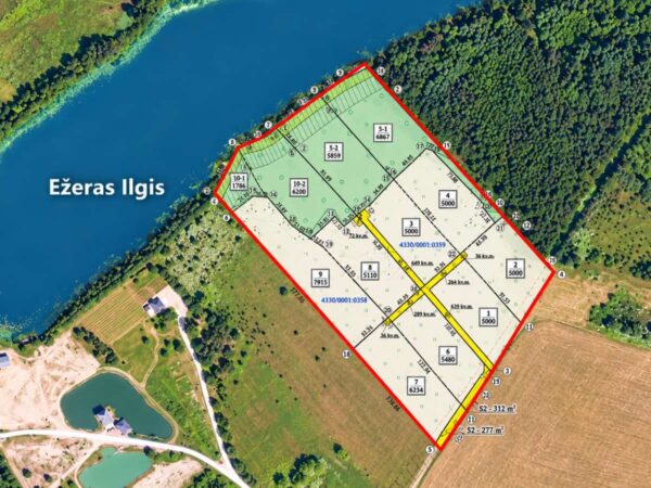 PARDUODAMAS 6,55 HA SKLYPŲ KOMPLEKSAS SU 108 M ILGIO EŽERO PAKRANTE